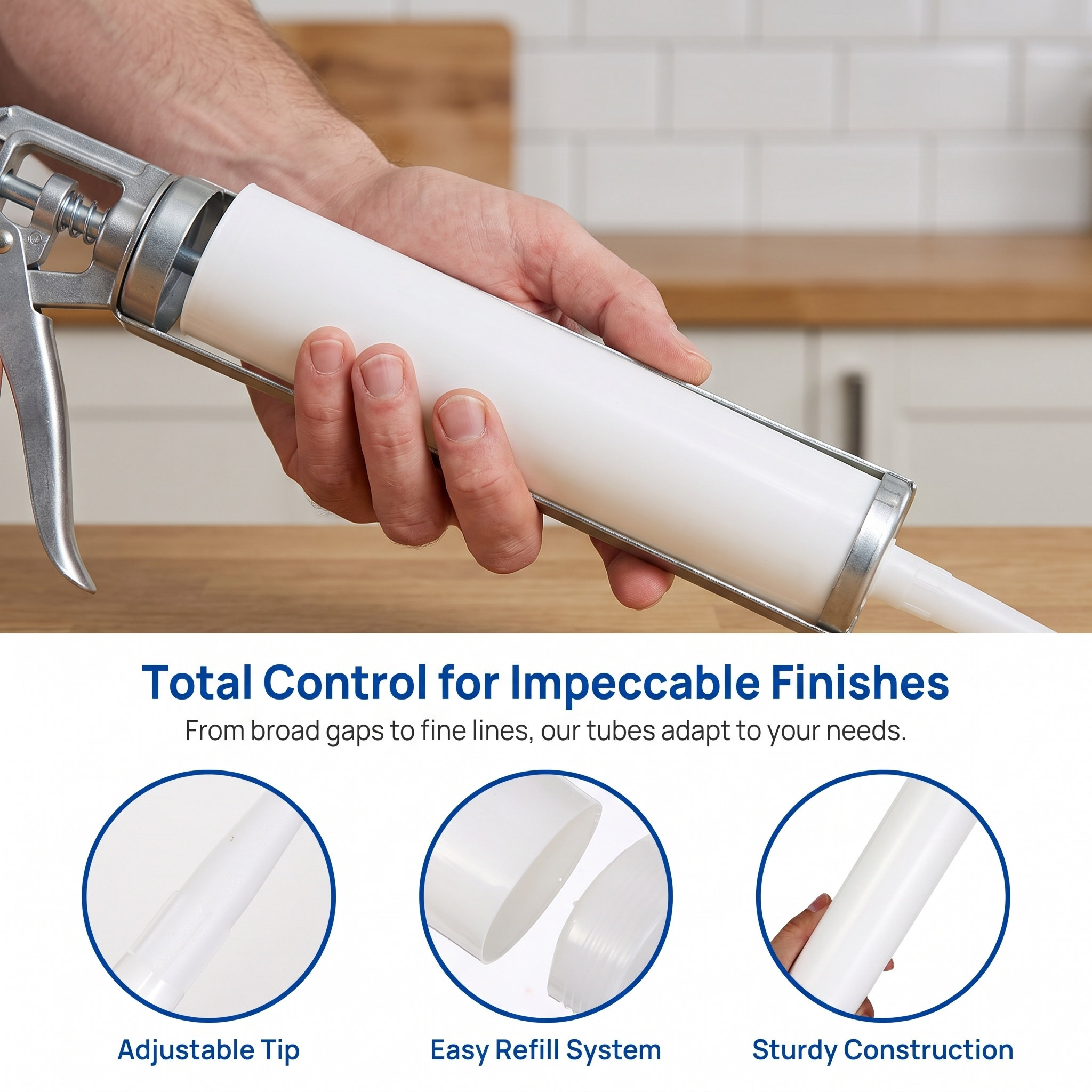 Home Improvement In Usa - Refillable Empty Caulk Tubes 5Pcs 33x4.6cm